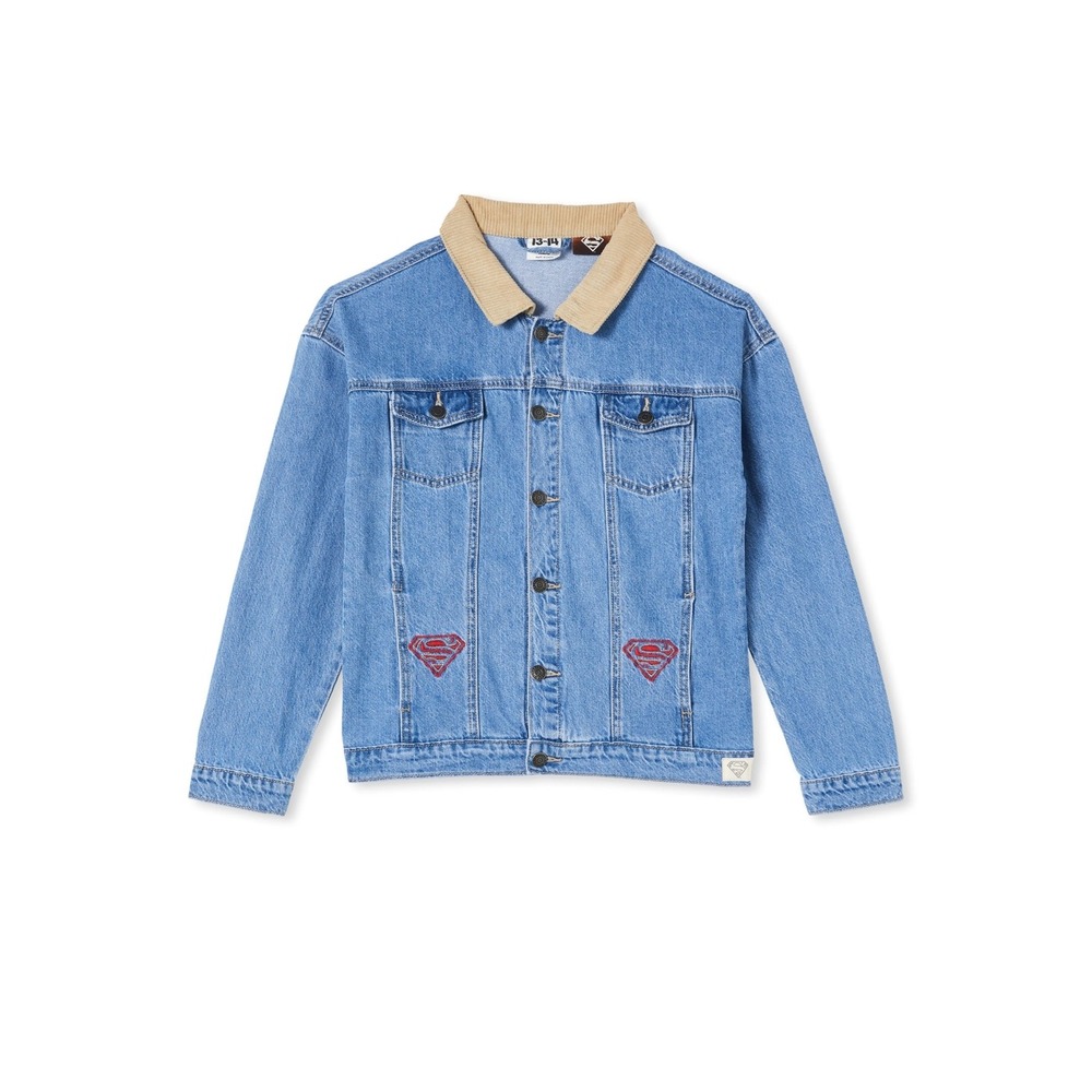 Cotton on‎ Big Girls Superman License Long Sleeve Denim Jacket - Size 11-12